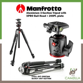 Manfrotto Aluminium 3-Section Tripod with XPRO Ball Head + 200PL plate MK055XPRO3-BHQ2